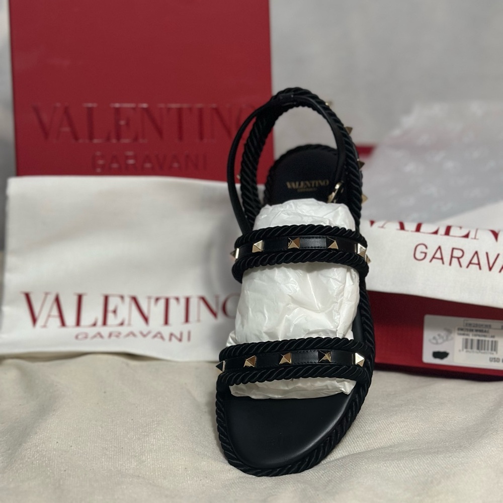 Valentino Black Studded Sandals